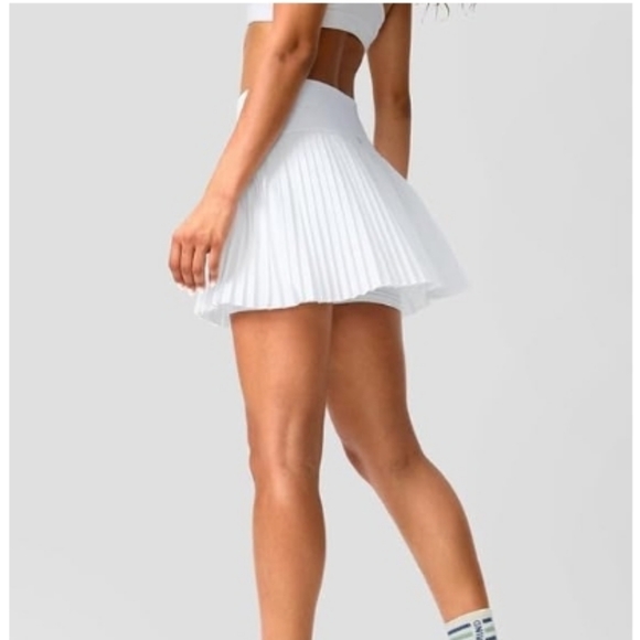 Pleated Tennis Skirt with Pockets High Waisted Athletic Golf Skirt White - Picture 2 of 7